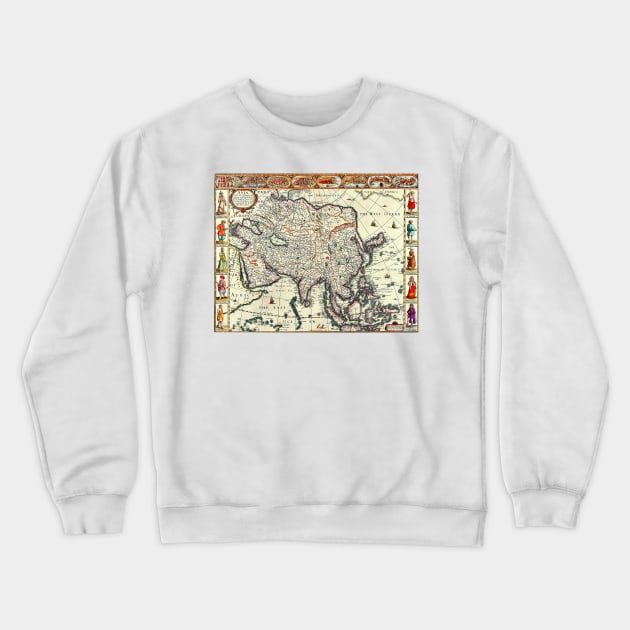 John Speed 1626 - Asia with the Islands Adioying -  Ancient Worlds Crewneck Sweatshirt by Culturio